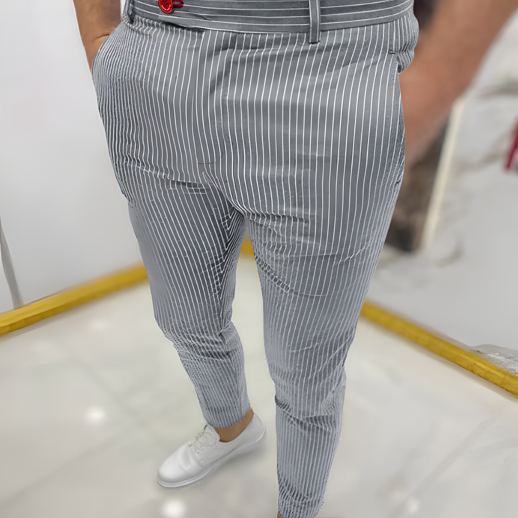 Slim Fit Trousers | Men's Casual Striped