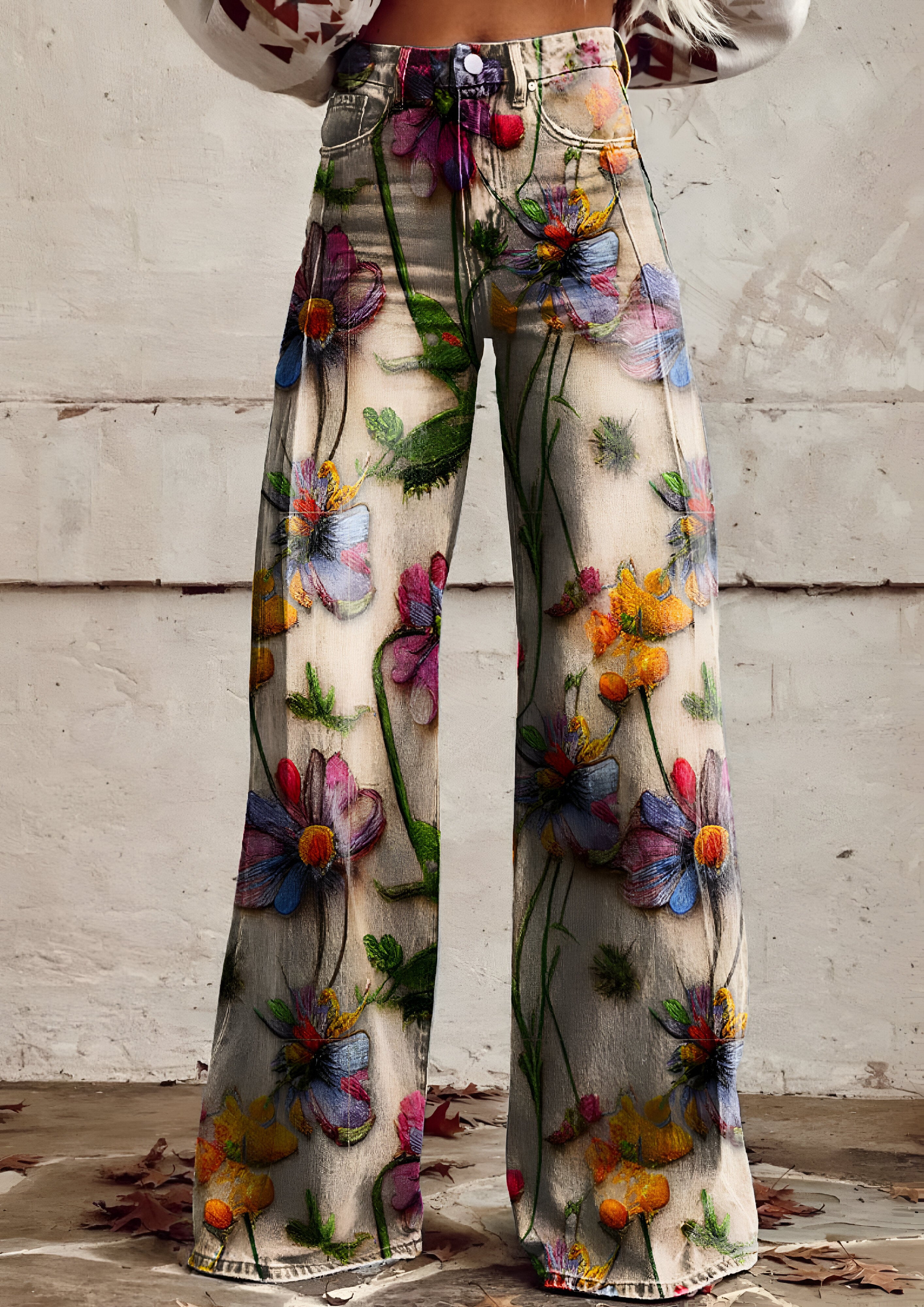 Floral Baggy Jeans | Women's Loose Fit
