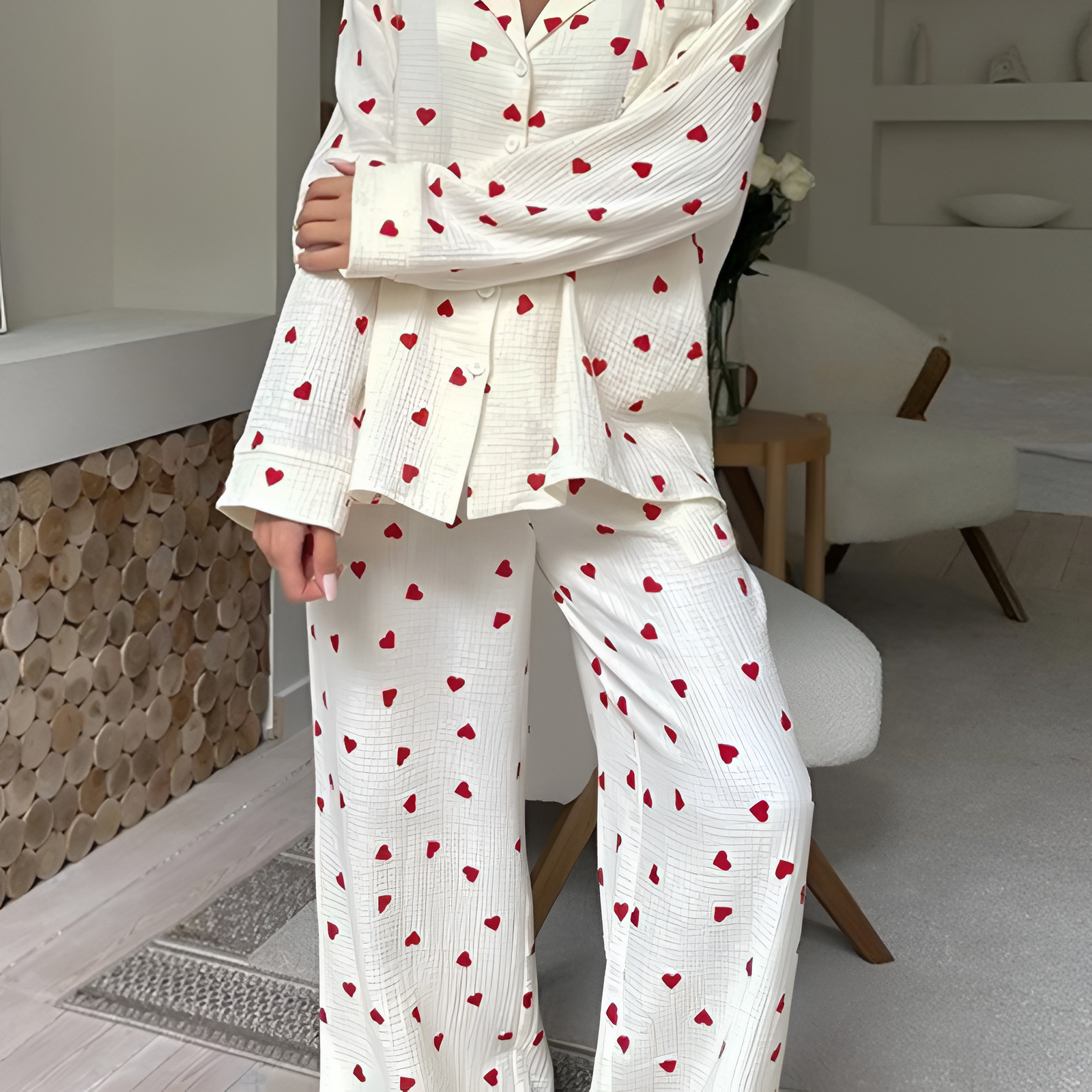 Women's Heart Pattern Loungewear | Two Piece