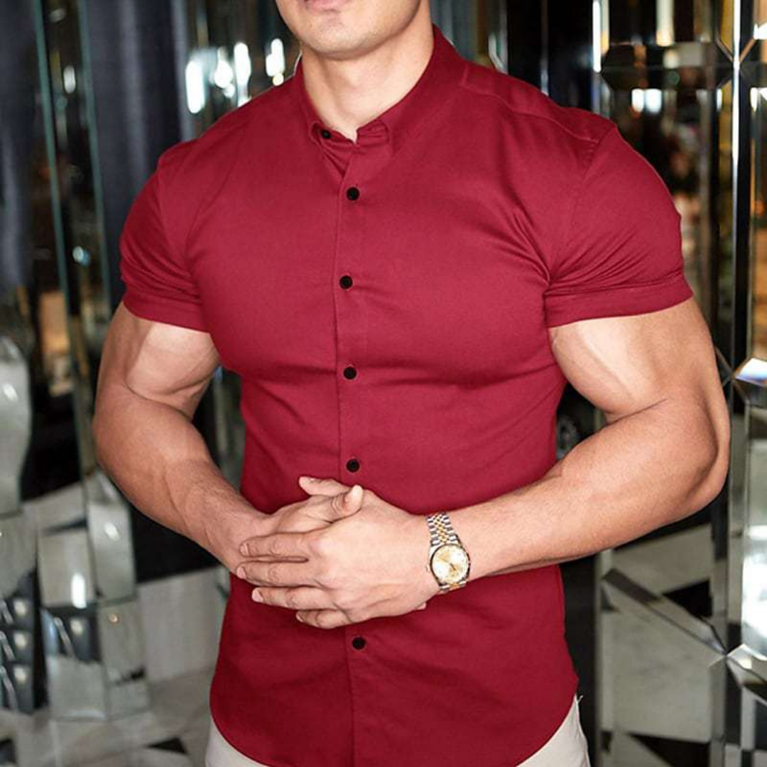 Short Sleeve Shirt | Men's Fitted Button-Front