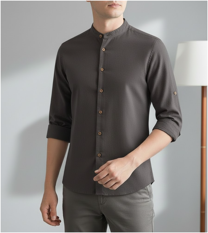 Men's Button Shirt | Stand Collar