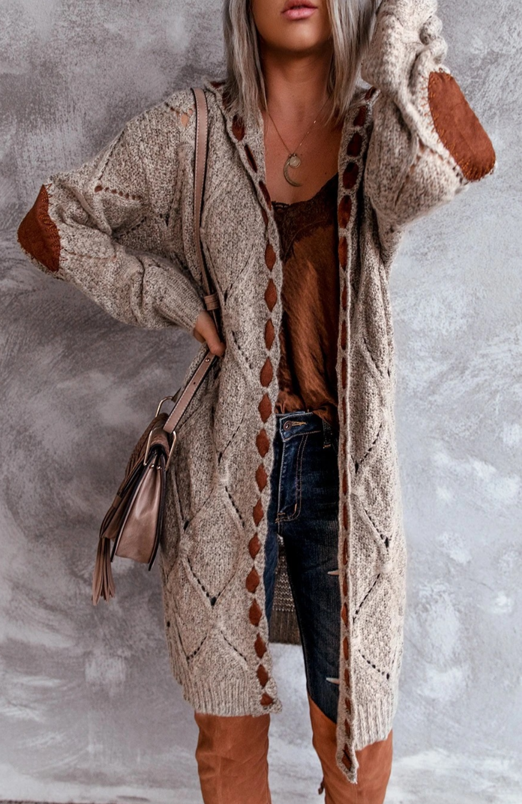 Women's Longline Knitted Cardigan | Open