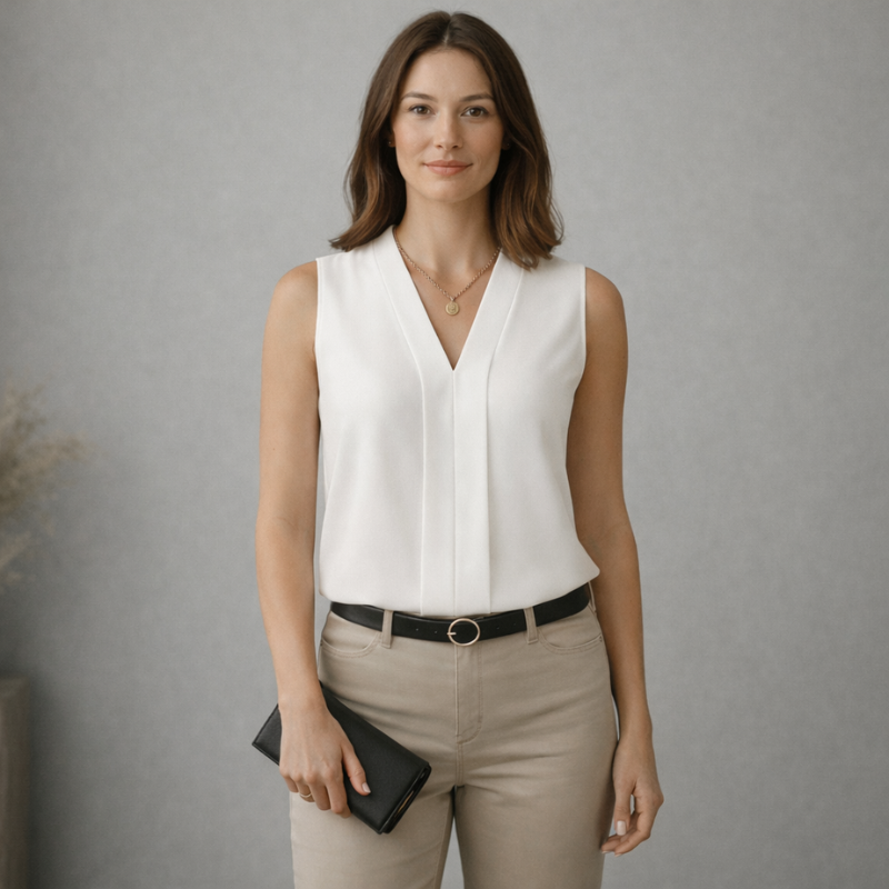 Women’s V-Neck Formal Blouse | Sleeveless