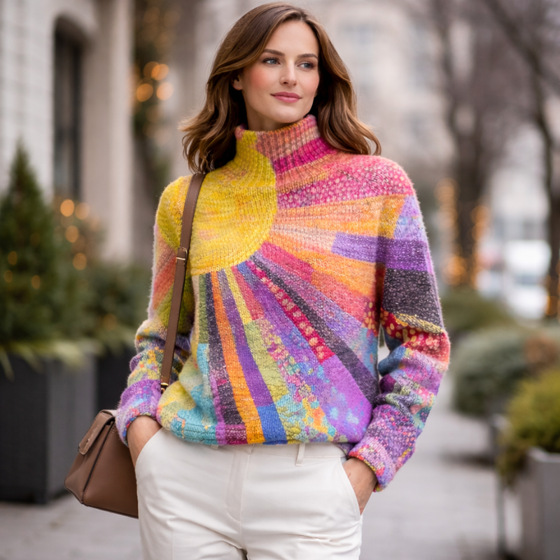 Women’s Multicolor Turtleneck Jumper | Long Sleeve