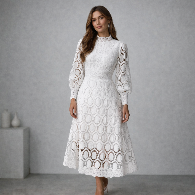 Women’s Puffed Sleeve Formal Dress | Midi