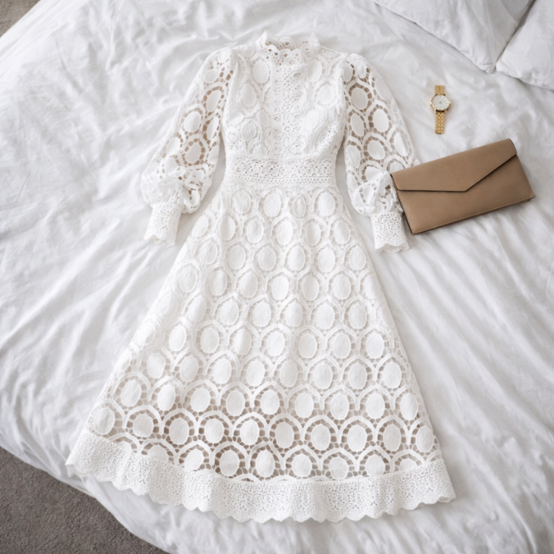 Women’s Puffed Sleeve Formal Dress | Midi